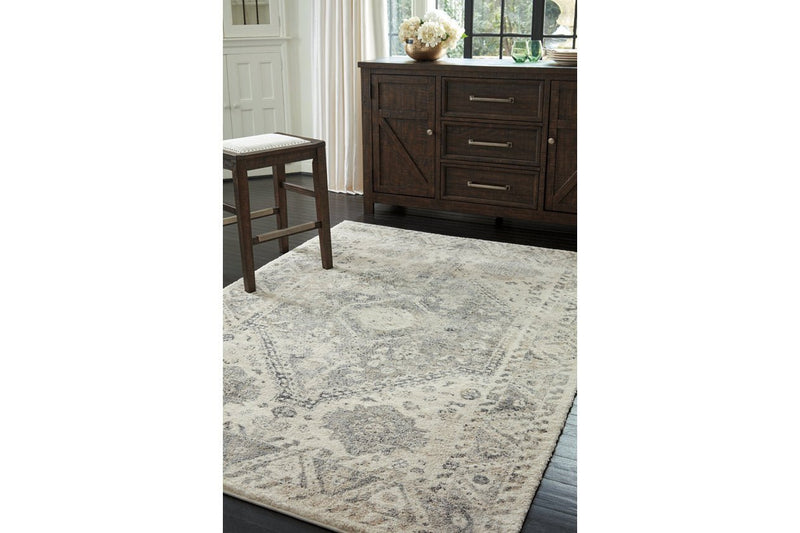 Precia Gray/Cream 7'10" x 10'6" Rug - Gate FurnitureRugs