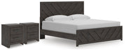 Prendonea King Panel Bed and 2 Nightstands - B3789B14