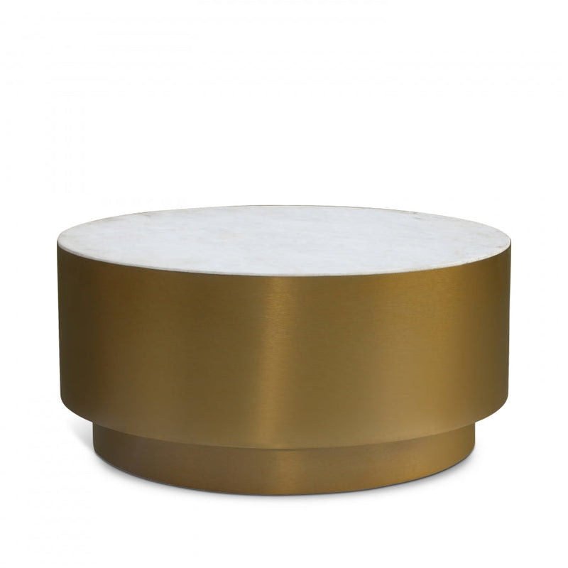 Presley Marble Top And Metal Base Coffee Table in Gold - 209-C