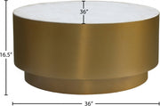 Presley Marble Top And Metal Base Coffee Table in Gold - 209-C