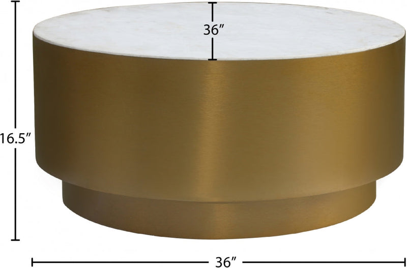 Presley Marble Top And Metal Base Coffee Table in Gold - 209-C