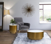 Presley Marble Top And Metal Base Coffee Table in Gold - 209-C