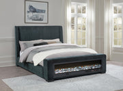 Preston Upholstered California King Audio Flame Visualizer Bed Dark Blue - 305821KW