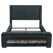 Preston Upholstered Eastern King Audio Flame Visualizer Bed Dark Blue - 305821KE