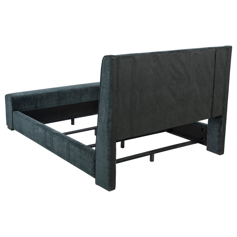 Preston Upholstered Eastern King Audio Flame Visualizer Bed Dark Blue - 305821KE