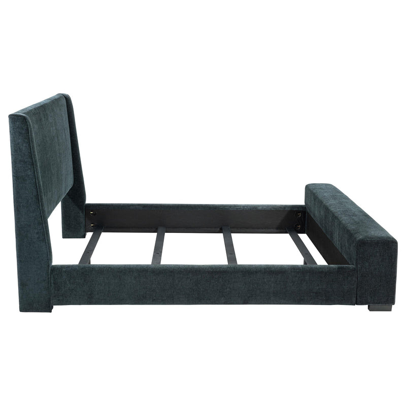 Preston Upholstered Eastern King Audio Flame Visualizer Bed Dark Blue - 305821KE