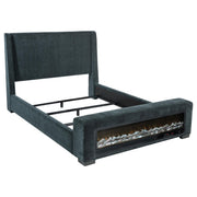 Preston Upholstered Queen Audio Flame Visualizer Bed Dark Blue - 305821Q
