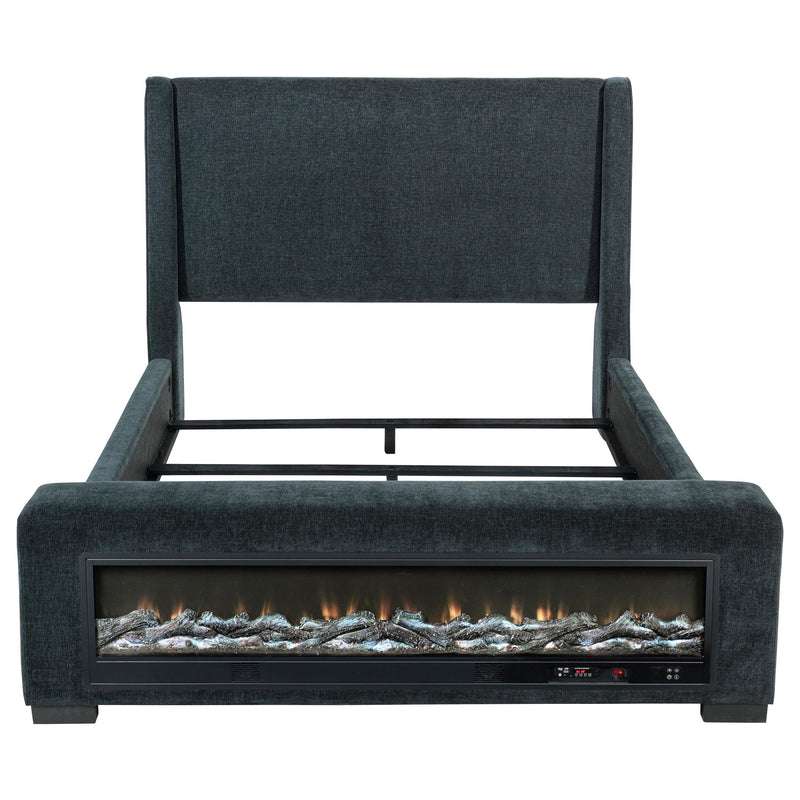 Preston Upholstered Queen Audio Flame Visualizer Bed Dark Blue - 305821Q