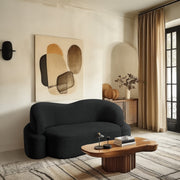 Principessa 68" Boucle Fabric Upholstered Loveseat in Black - 108Black-L