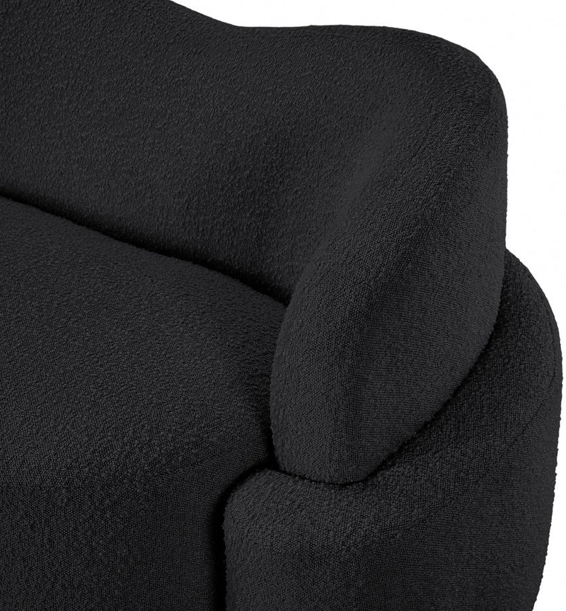 Principessa 68" Boucle Fabric Upholstered Loveseat in Black - 108Black-L