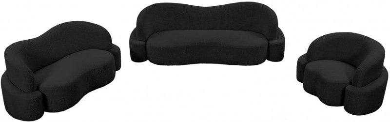 Principessa 68" Boucle Fabric Upholstered Loveseat in Black - 108Black-L