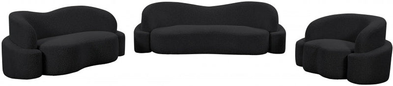 Principessa 68" Boucle Fabric Upholstered Loveseat in Black - 108Black-L