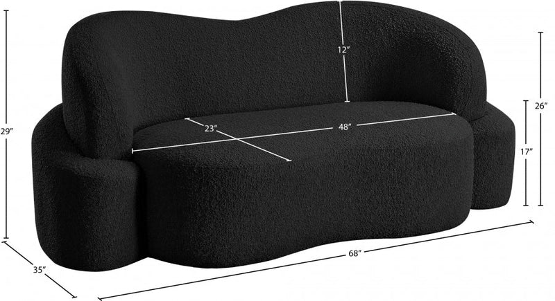 Principessa 68" Boucle Fabric Upholstered Loveseat in Black - 108Black-L