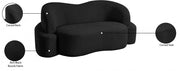 Principessa 68" Boucle Fabric Upholstered Loveseat in Black - 108Black-L