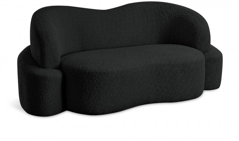 Principessa 68" Boucle Fabric Upholstered Loveseat in Black - 108Black-L