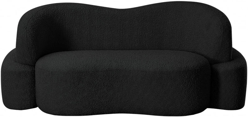 Principessa 68" Boucle Fabric Upholstered Loveseat in Black - 108Black-L