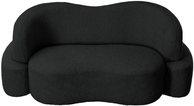 Principessa 68" Boucle Fabric Upholstered Loveseat in Black - 108Black-L