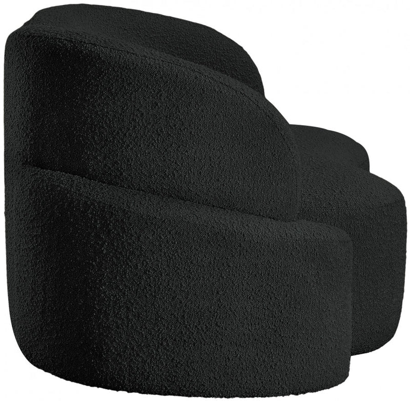 Principessa 68" Boucle Fabric Upholstered Loveseat in Black - 108Black-L