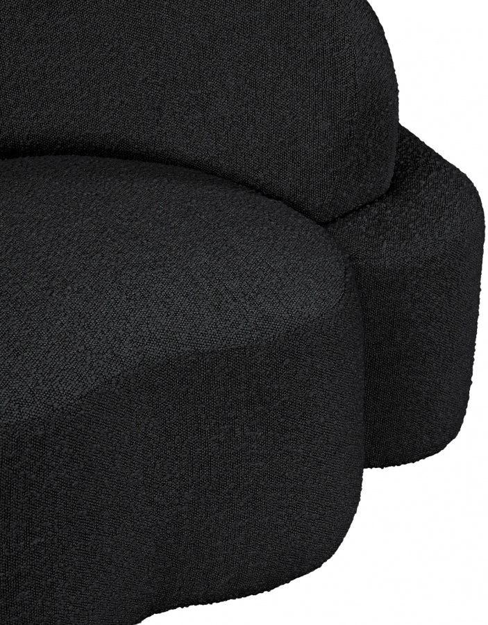 Principessa 68" Boucle Fabric Upholstered Loveseat in Black - 108Black-L