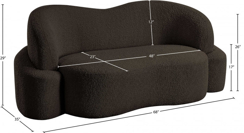 Principessa 68" Boucle Fabric Upholstered Loveseat in Brown - 108Brown-L