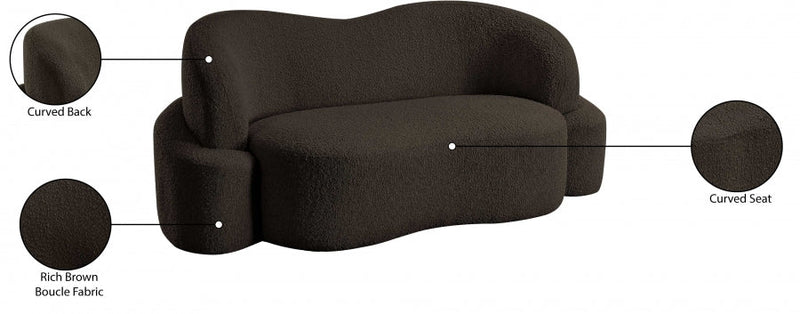 Principessa 68" Boucle Fabric Upholstered Loveseat in Brown - 108Brown-L