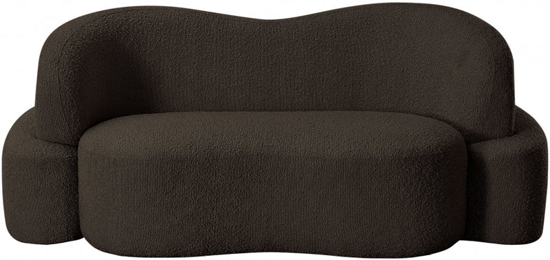Principessa 68" Boucle Fabric Upholstered Loveseat in Brown - 108Brown-L