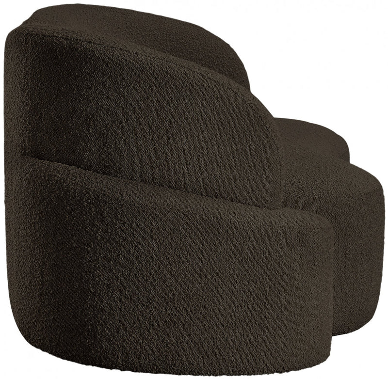 Principessa 68" Boucle Fabric Upholstered Loveseat in Brown - 108Brown-L