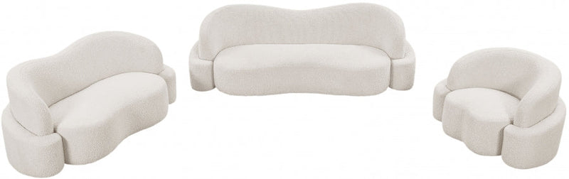 Principessa 68" Boucle Fabric Upholstered Loveseat in Cream - 108Cream-L