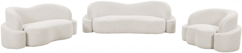 Principessa 68" Boucle Fabric Upholstered Loveseat in Cream - 108Cream-L