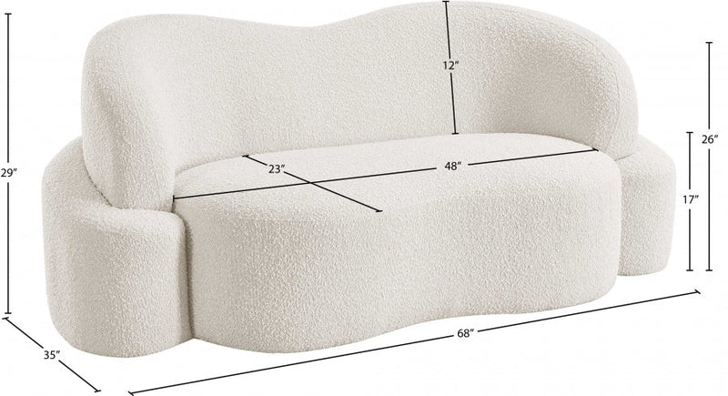 Principessa 68" Boucle Fabric Upholstered Loveseat in Cream - 108Cream-L