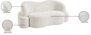 Principessa 68" Boucle Fabric Upholstered Loveseat in Cream - 108Cream-L