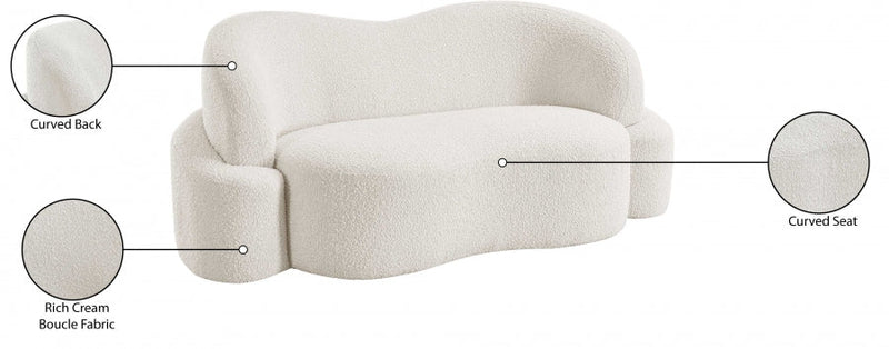 Principessa 68" Boucle Fabric Upholstered Loveseat in Cream - 108Cream-L