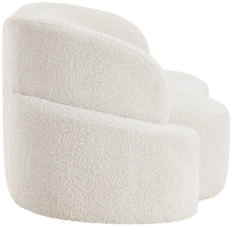 Principessa 68" Boucle Fabric Upholstered Loveseat in Cream - 108Cream-L