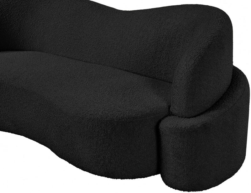 Principessa 90" Boucle Fabric Upholstered Sofa in Black - 108Black-S