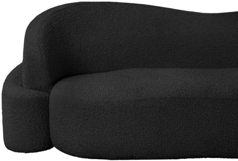 Principessa 90" Boucle Fabric Upholstered Sofa in Black - 108Black-S
