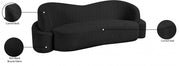 Principessa 90" Boucle Fabric Upholstered Sofa in Black - 108Black-S
