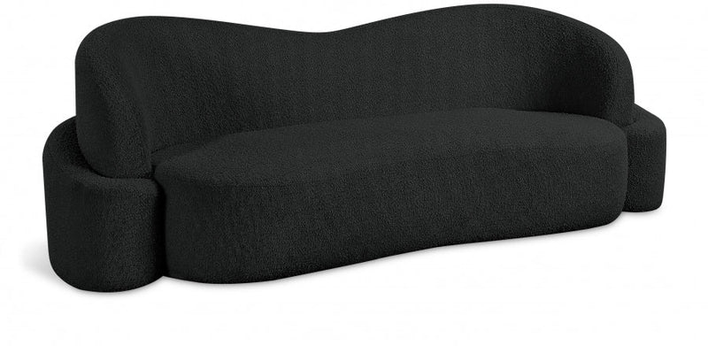 Principessa 90" Boucle Fabric Upholstered Sofa in Black - 108Black-S