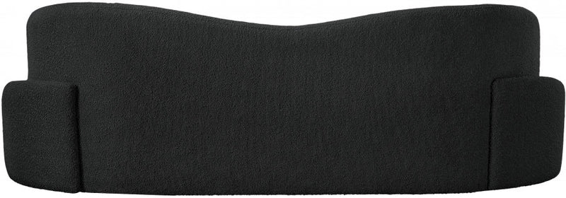 Principessa 90" Boucle Fabric Upholstered Sofa in Black - 108Black-S
