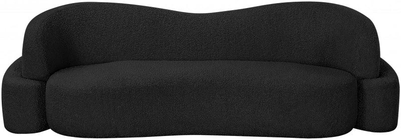 Principessa 90" Boucle Fabric Upholstered Sofa in Black - 108Black-S