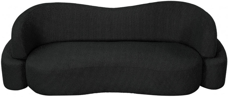 Principessa 90" Boucle Fabric Upholstered Sofa in Black - 108Black-S