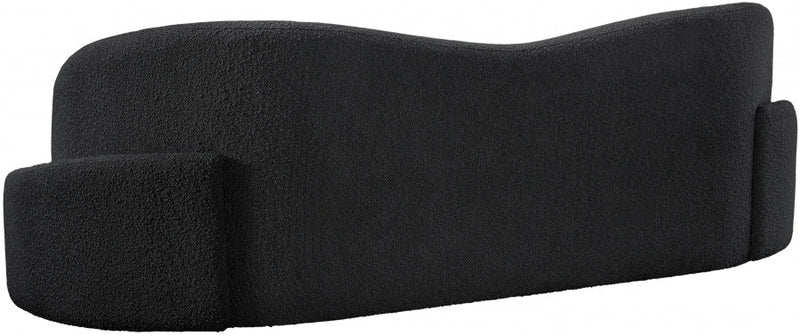 Principessa 90" Boucle Fabric Upholstered Sofa in Black - 108Black-S
