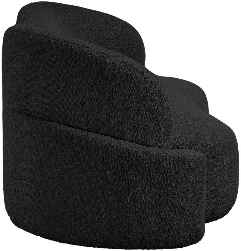 Principessa 90" Boucle Fabric Upholstered Sofa in Black - 108Black-S