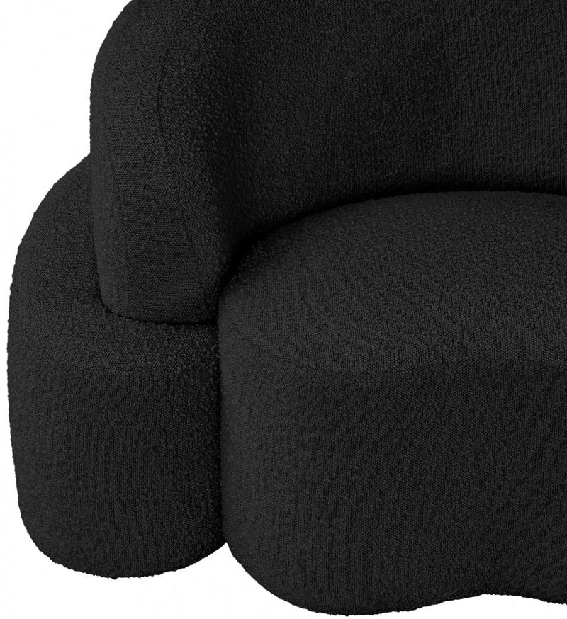 Principessa 90" Boucle Fabric Upholstered Sofa in Black - 108Black-S