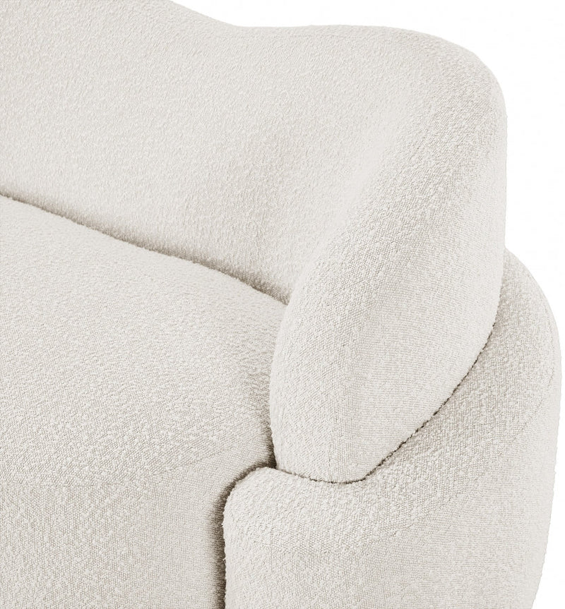 Principessa 90" Boucle Fabric Upholstered Sofa in Cream - 108Cream-S