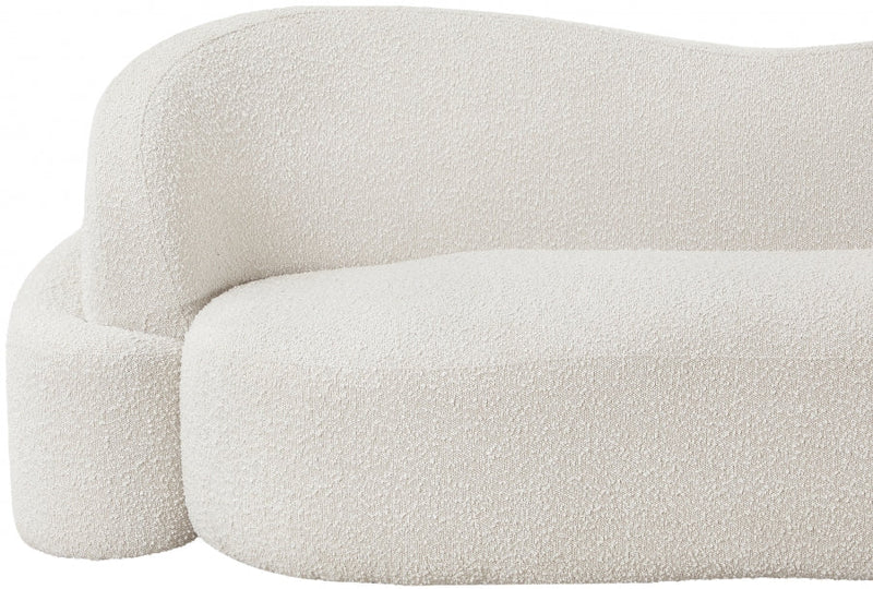 Principessa 90" Boucle Fabric Upholstered Sofa in Cream - 108Cream-S