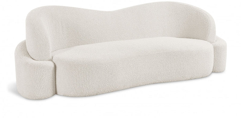 Principessa 90" Boucle Fabric Upholstered Sofa in Cream - 108Cream-S