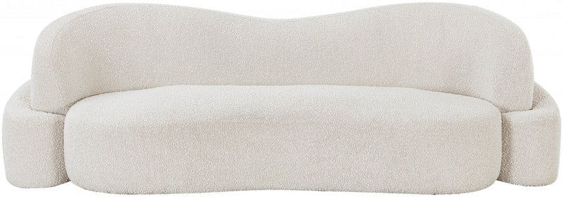 Principessa 90" Boucle Fabric Upholstered Sofa in Cream - 108Cream-S