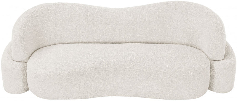 Principessa 90" Boucle Fabric Upholstered Sofa in Cream - 108Cream-S