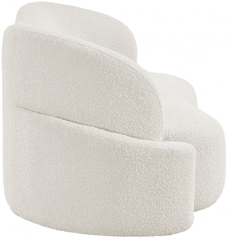 Principessa 90" Boucle Fabric Upholstered Sofa in Cream - 108Cream-S