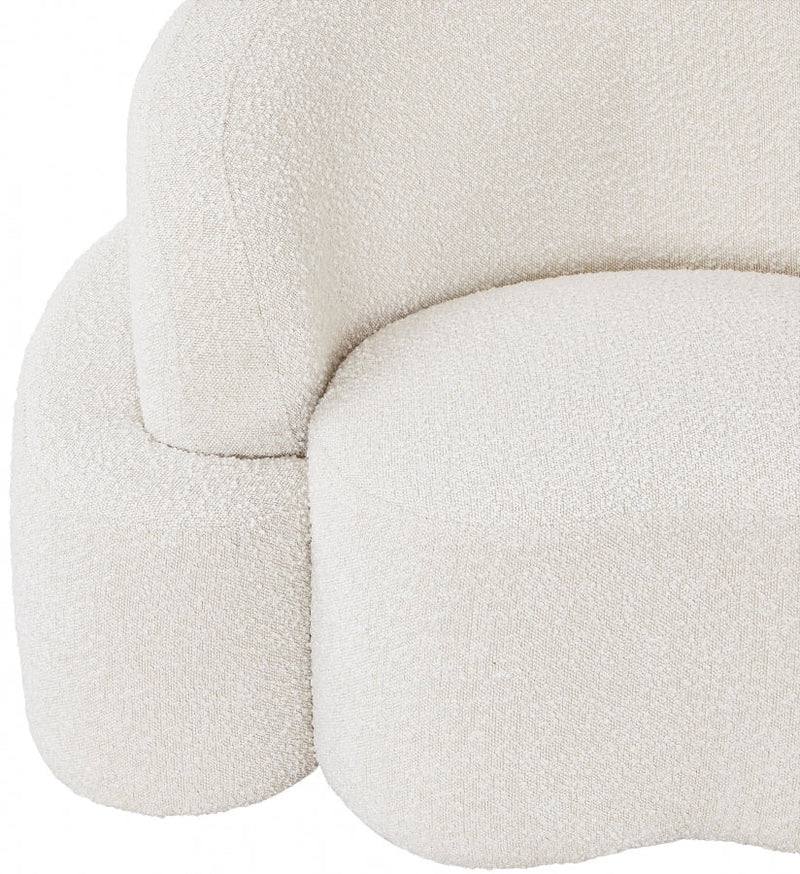 Principessa 90" Boucle Fabric Upholstered Sofa in Cream - 108Cream-S